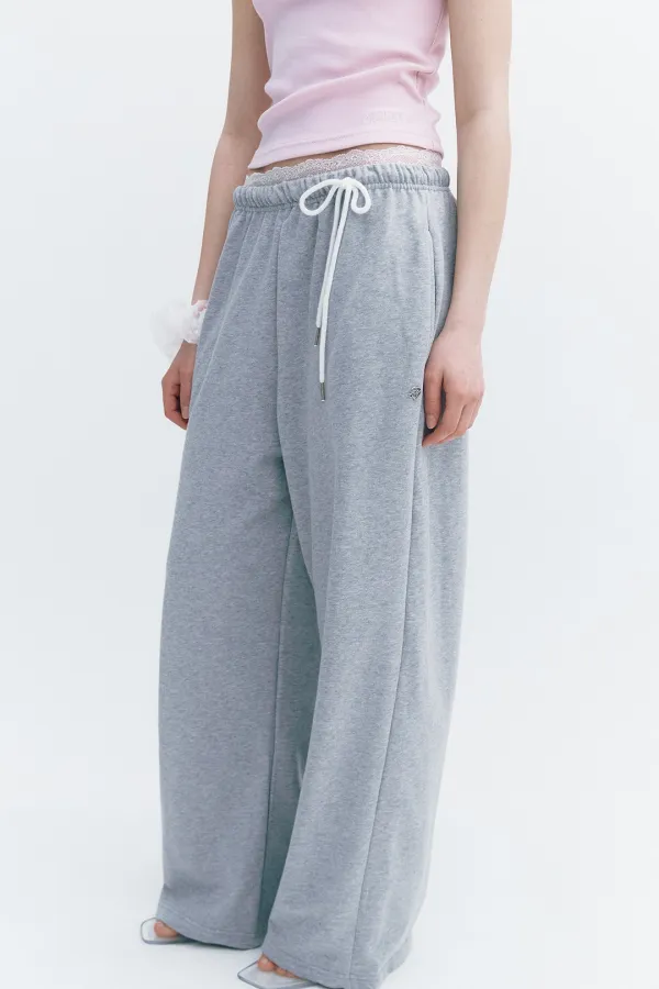Lace Sagging Pants Gray