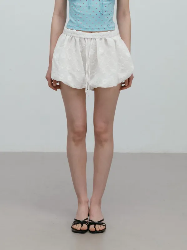 FLOWER BALLOON SHORTS / WHITE