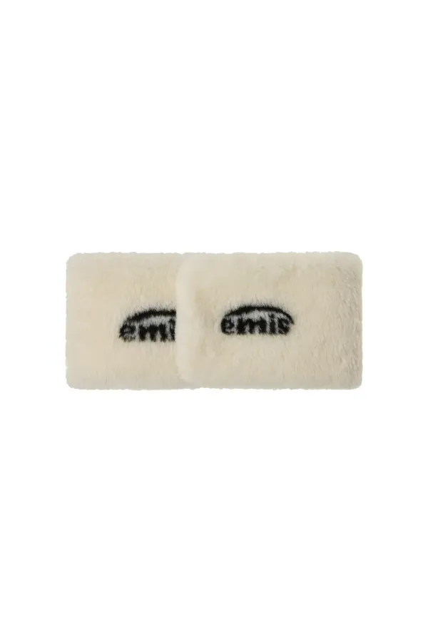 LOGO JACQUARD FUR MUFFLER-WHITE