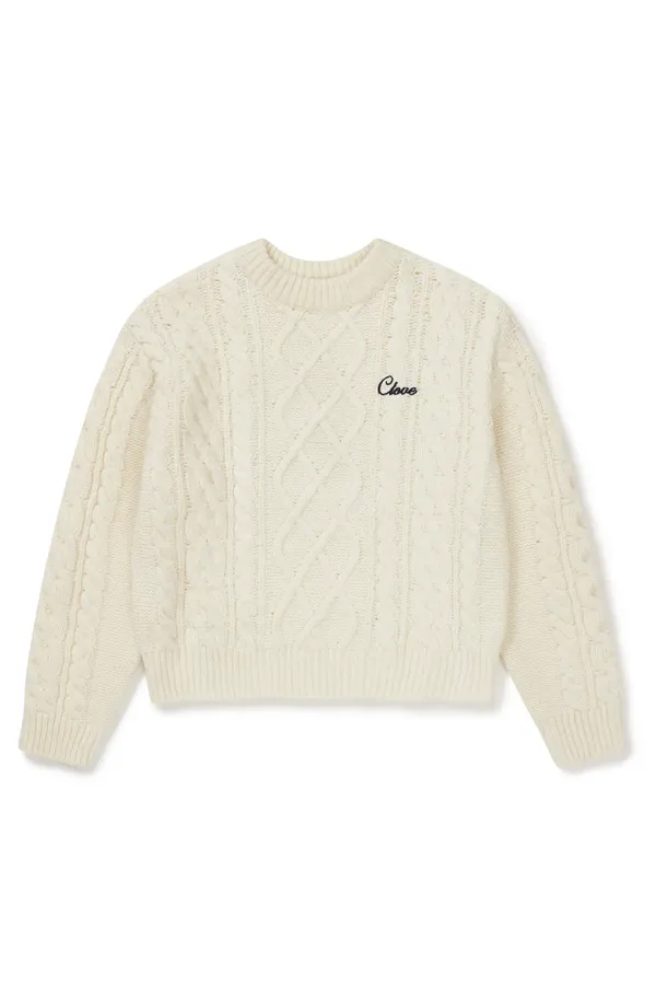 [24FW clove] Cable Knit Sweater (Ivory)