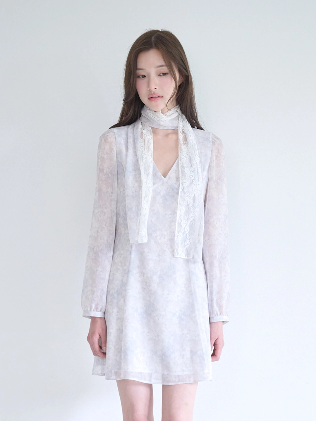 낫유어로즈 Sheer scarf set dress (Gray) 상품 이미지 2