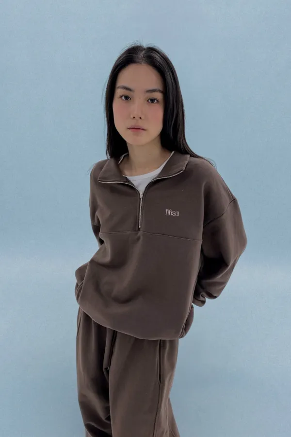 Ease Half-Zip Sweatshirt / Dark Brown