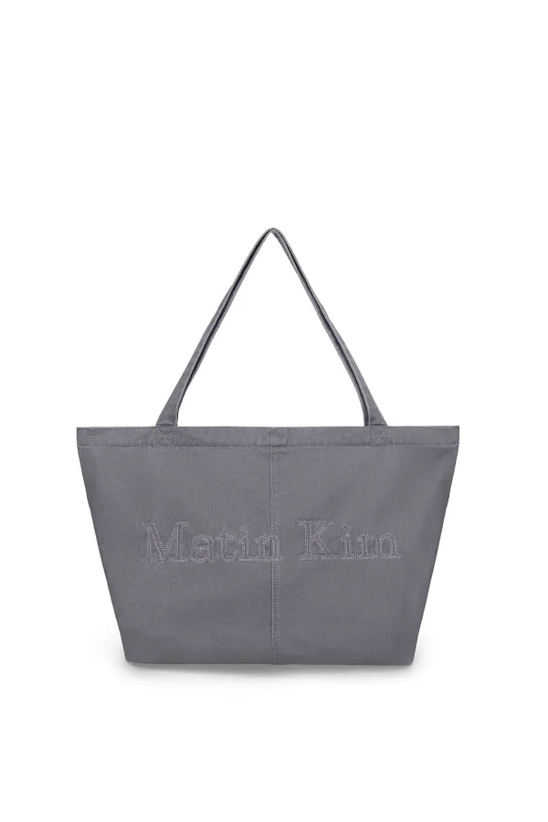 VINTAGE WASHED COTTON SHOULDER BAG IN GREY