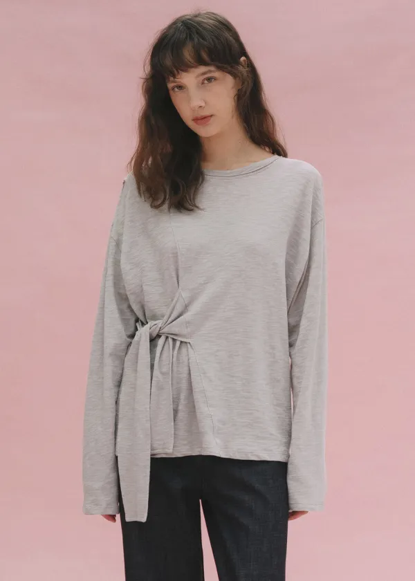 Draping long sleeve tee (light gray)
