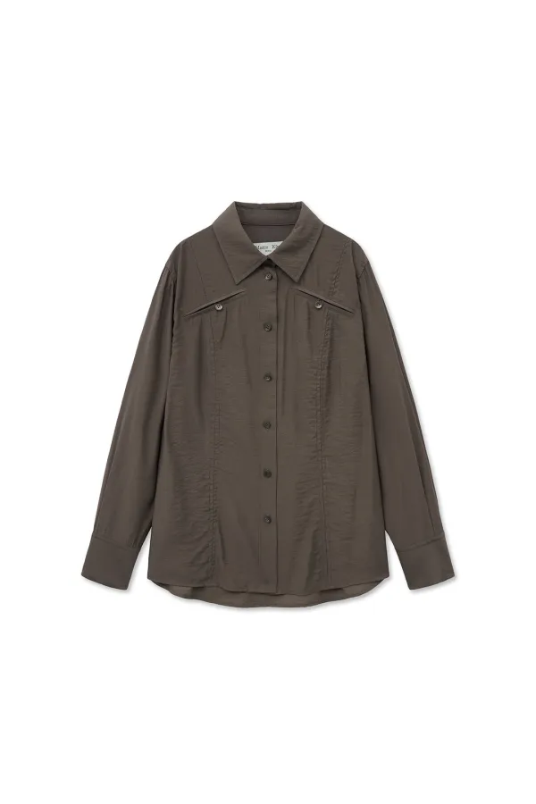 POCKET LINE POINT SHIRT IN BROWN
