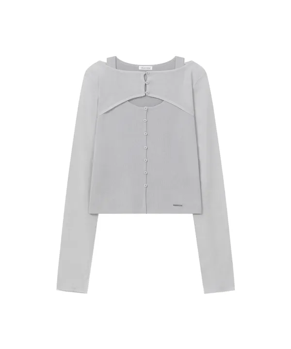 Layered bolero knit top GREY