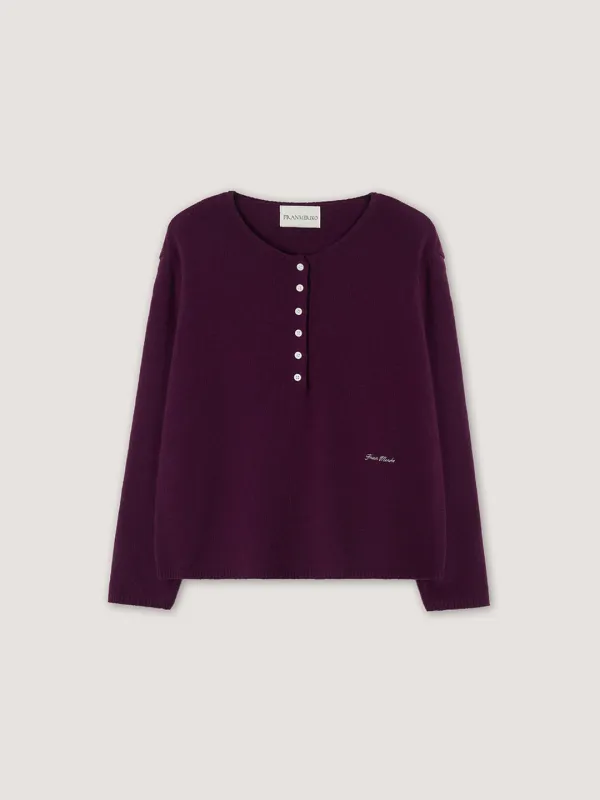 [4th] Loner Cashmere Henley Knit - Grape