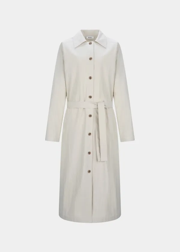 W BELTED TRENCH MULTI-WAY DRESS - LIGHT BEIGE