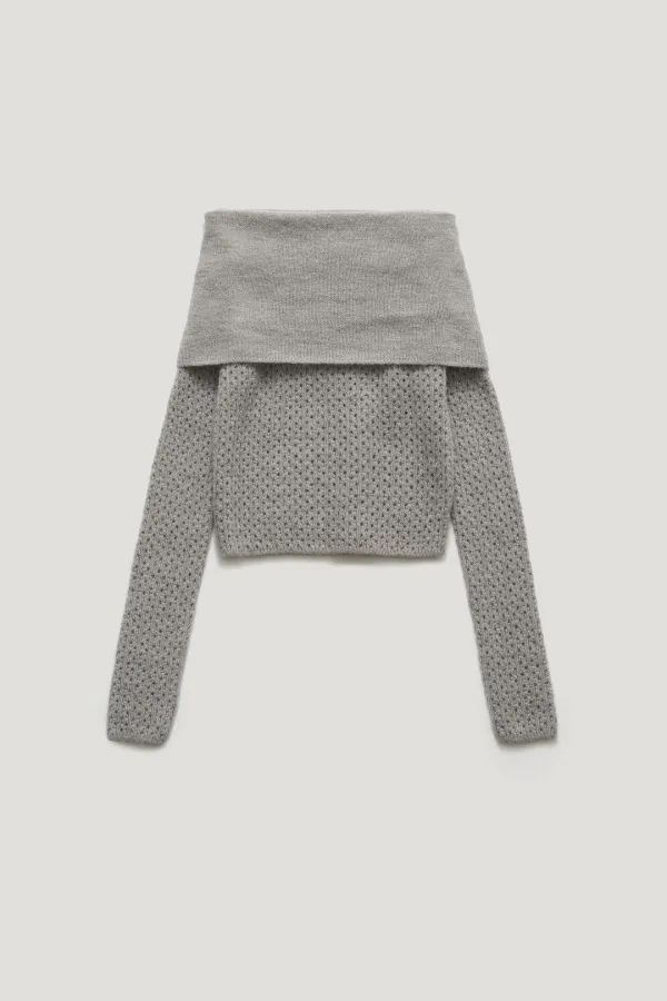 [ALPACA 11%, MOHAIR 12%] MUTE ALPACA KNIT 2-WAY OFF-SHOULDER_GREY / ₩179,000