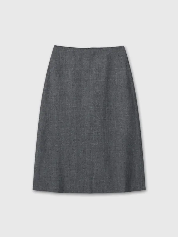 (W) WOOL MIDI SKIRT_ GREY