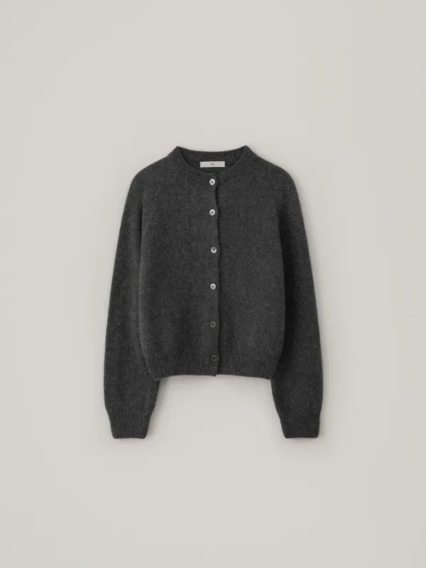 Alpaca Round Cardigan - Charcoal