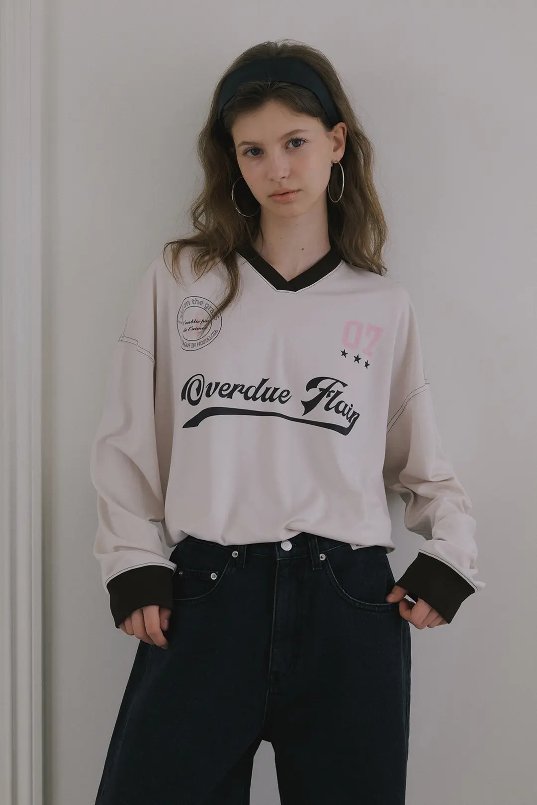 오버듀플레어 SPORTY TRACK T-SHIRT_CREAM/BROWN 상품 이미지 2