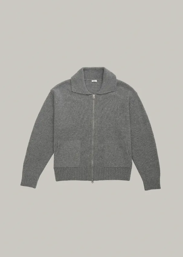 mono zip-up cardigan (gray)