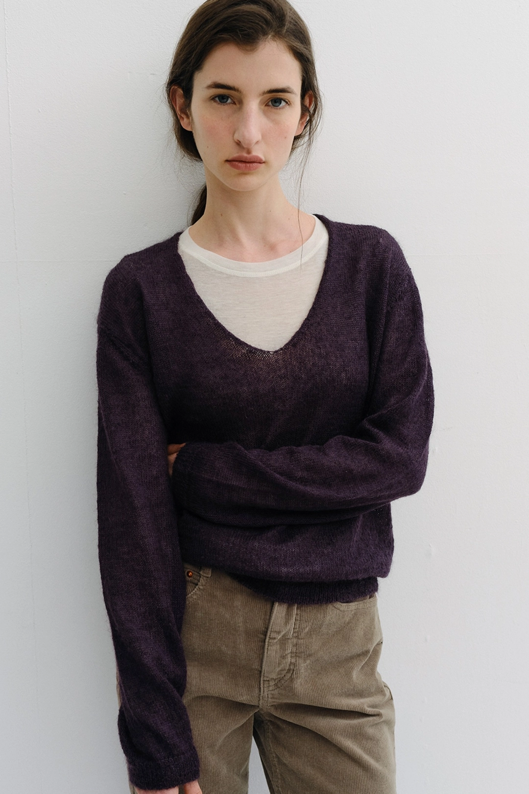 블랭크공삼 royal kid mohair v-neck pullover (purple) 상품 이미지 2