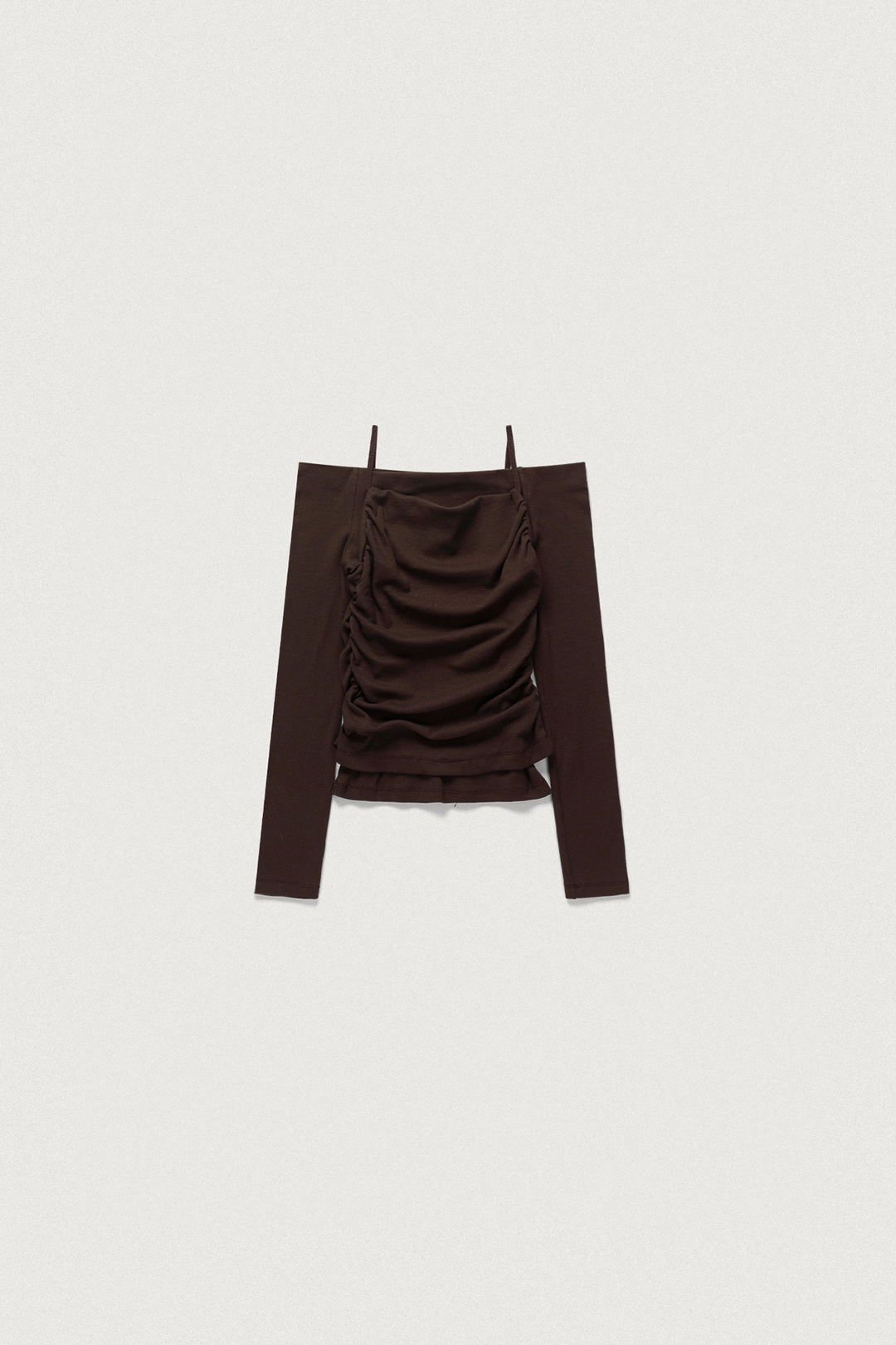 샤드라마 TENDER LAYERED OFF SHOULDER T [BROWN] 상품 이미지 1