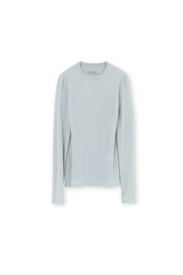 W Seethrough Long Sleeve, Blue Grey
