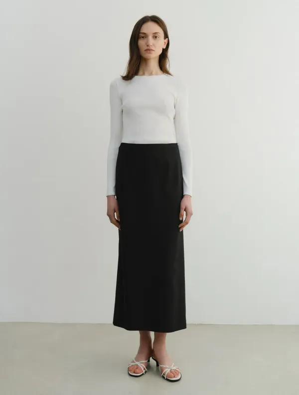 Maxi Slit Skirt (Black)
