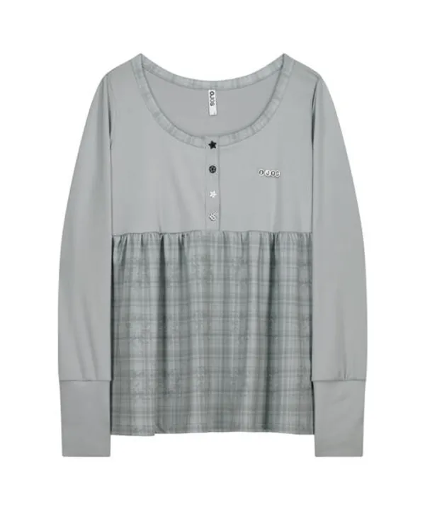 Check Sleep Long Sleeve / Grey