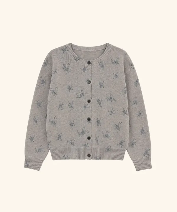 Aston Autumn Floral Cotton Cardigan (Gray)