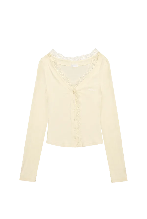 Cream donuts sheer cardigan, Lemon