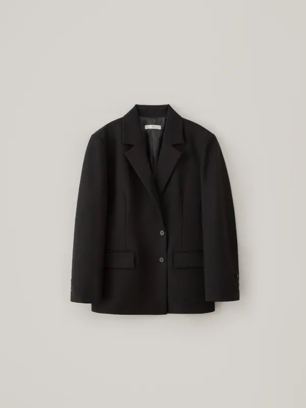 Double Breasted Oversized Jacket - Black