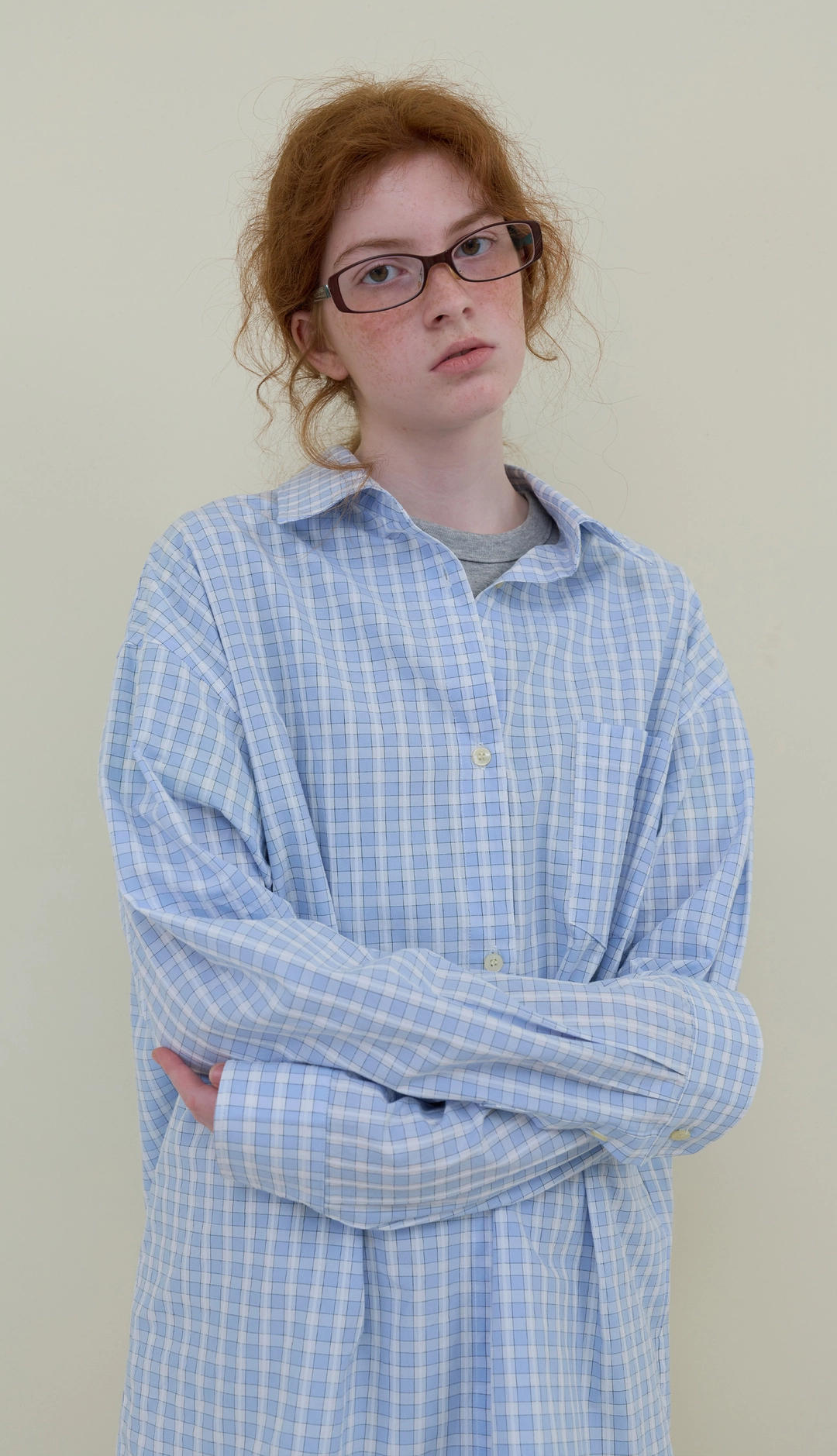 노컨텐츠 232. Gingham Check Shirt _ Skyblue 상품 이미지 2