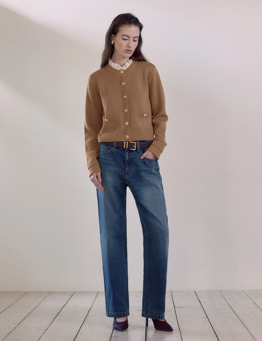노미나떼 Mid-rise Slim Straight Denim - Long (Vintage Blue) 상품 이미지 2
