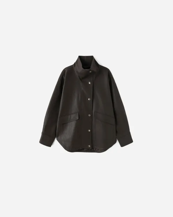 Mago High Neck Single Leather Jacket