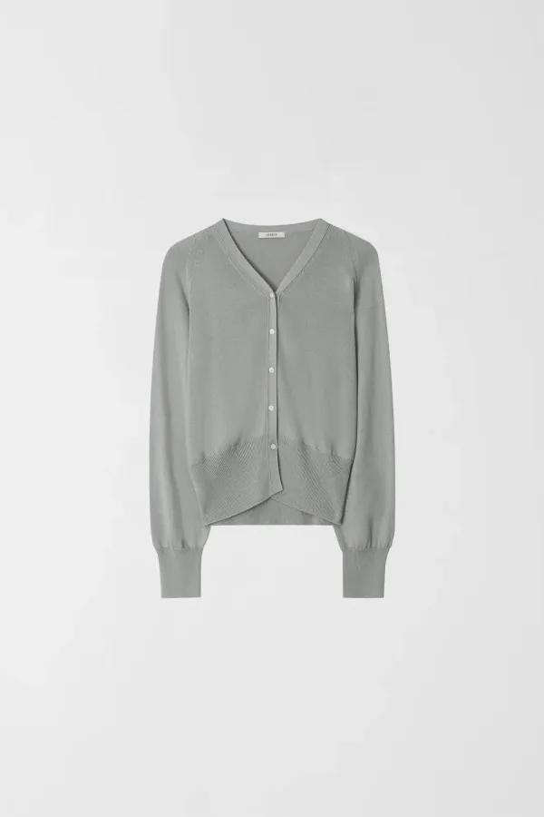 SILK CURVED V-NECK CARDIGAN_PALE BLUE_OE1C2MCD11PAB