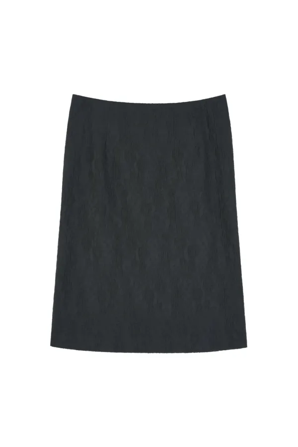FLORAL JACQUARD SKIRT (CHARCOAL)