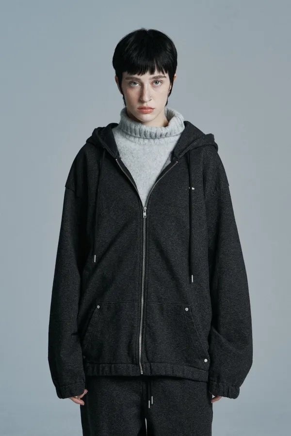 INDIGO OVERSIZED DENIM ZIP UP BLACK