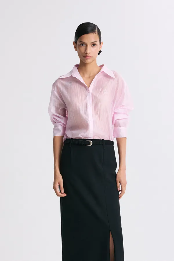 SHEER CHECKED SHIRT CHECK PINK