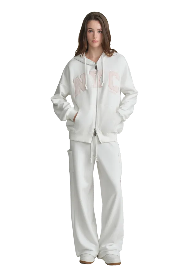 NYC hooded zip-up, Ivory