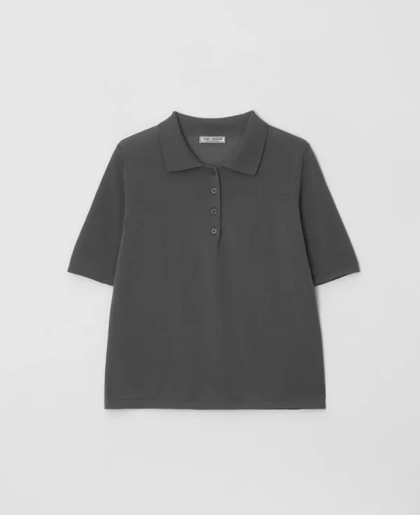 See-Through Collar Half Knit_CHARCOAL