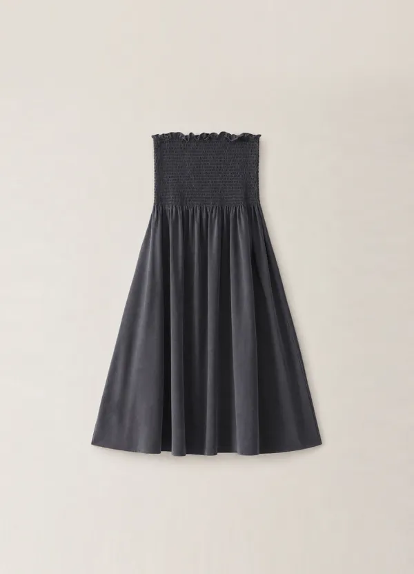 Shirring Banding Maxi Skirt - Charcoal