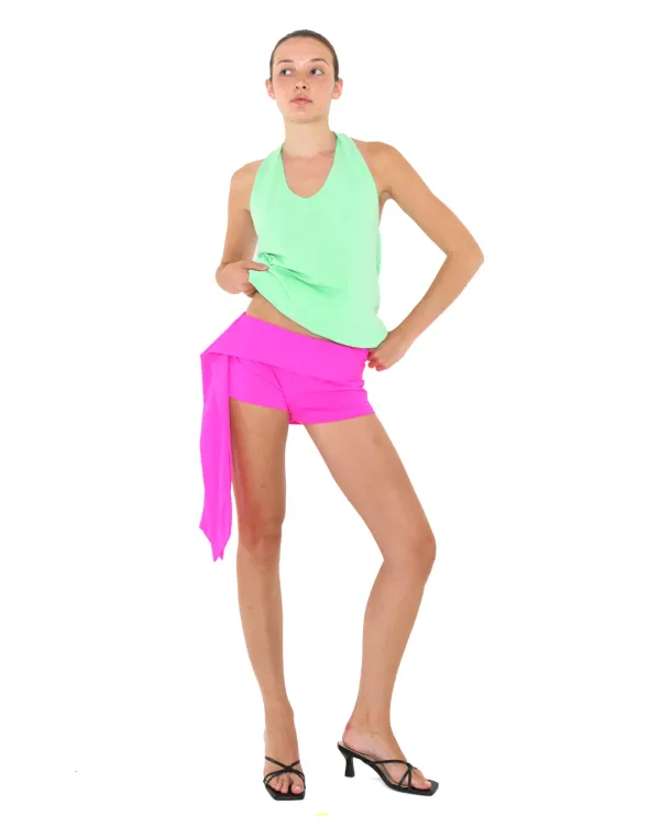 SIDE TIE SHORTS, HOT PINK