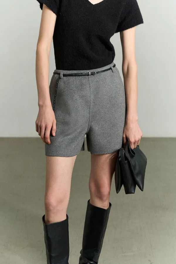 CASHMERE WOOL SHORT GRAY