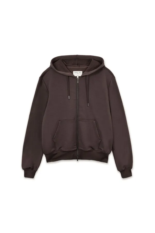 BACK LOGO GLITTER HOODY ZIP UP FOR WOMEN IN BROWN