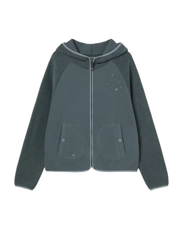 STELLA FLEECE ZIP UP HOODIE [BLUE]