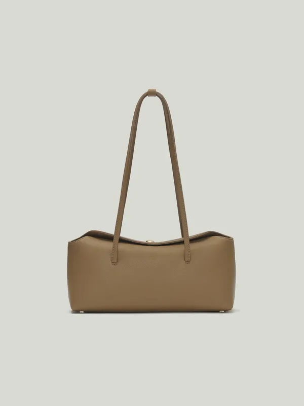 Pebble Flap Shoulder Bag Tan Brown