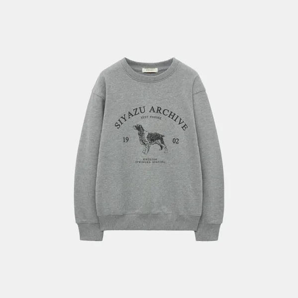 SITP5230 아카이브 하운드 프린팅 맨투맨_S\'est passee(쎄빠쎄)_Melange gray