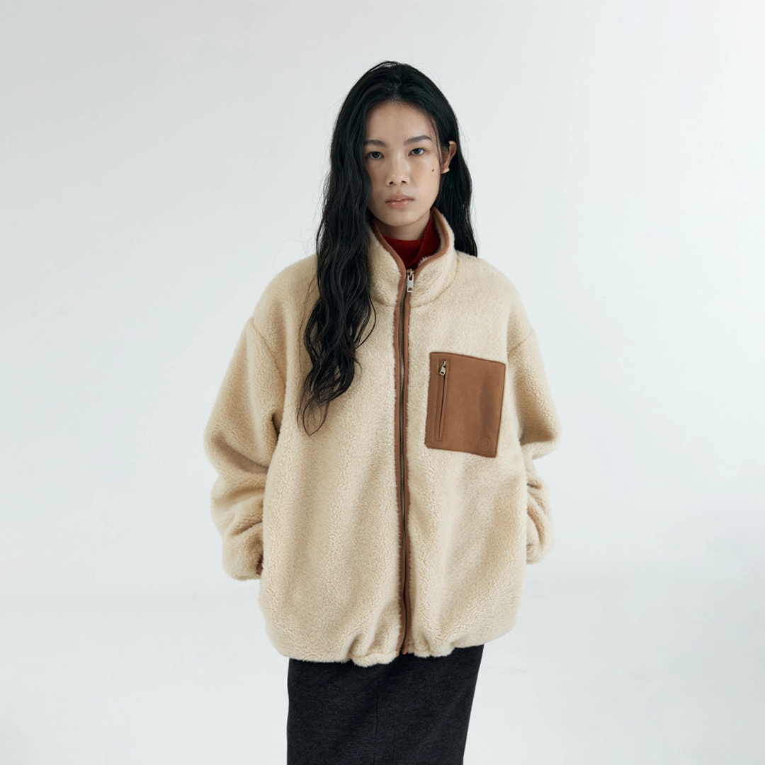 시야쥬 SIOT4174 페이크 시어링 집업 자켓_Camel beige 상품 이미지 2