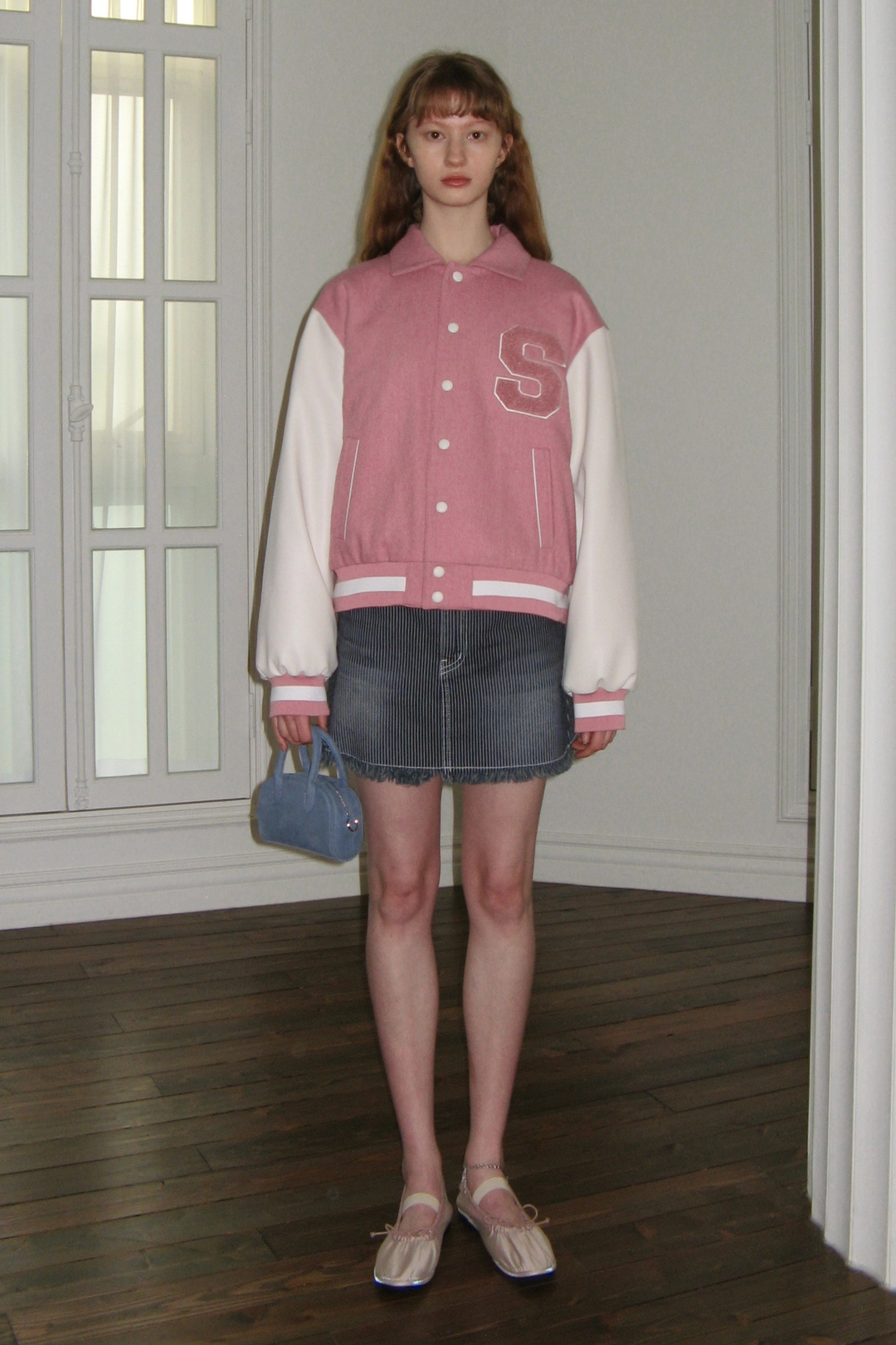 시눈 Classic Logo Award Jacket (Pale Pink) 상품 이미지 2