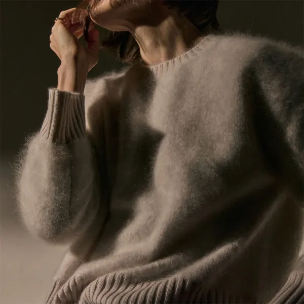 Halo Brushed Cashmere Sweater - Pearl