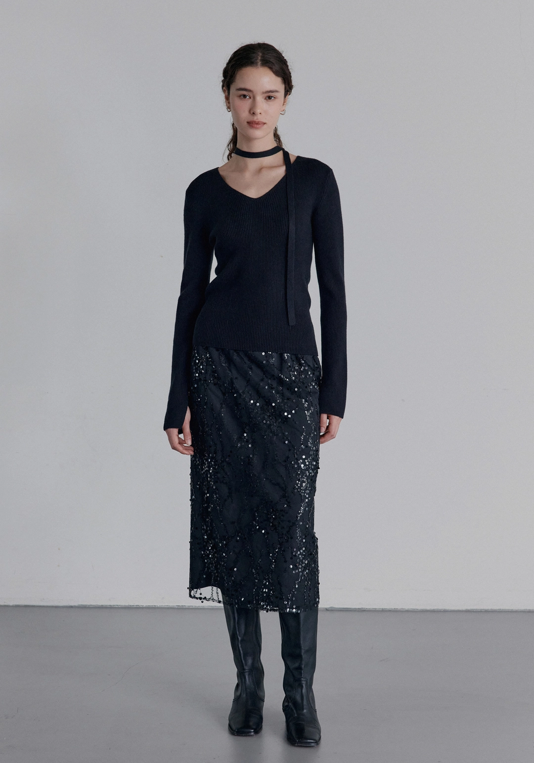 엘로주 Eclat Sequin Skirt (Black) 상품 이미지 2