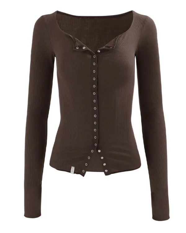 SNAP BUTTON CARDIGAN (brown)