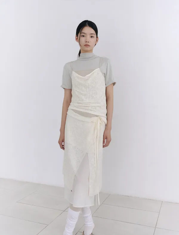 JACQUARD LAYERED SLEEVELESS TOP [CREAM]