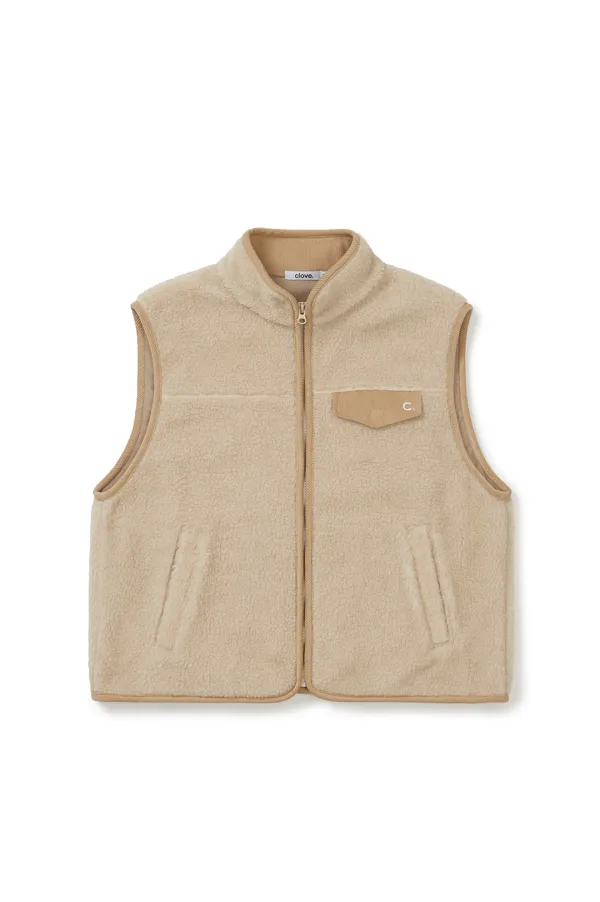 [25FW clove] Unisex Fleece Vest (Beige)