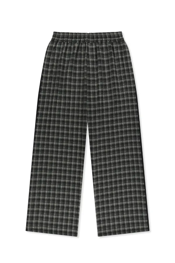 CHECK MIX JERSEY PANTS IN BLACK
