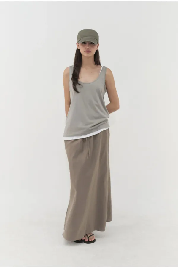Summer Linen Maxi Skirt (3color)